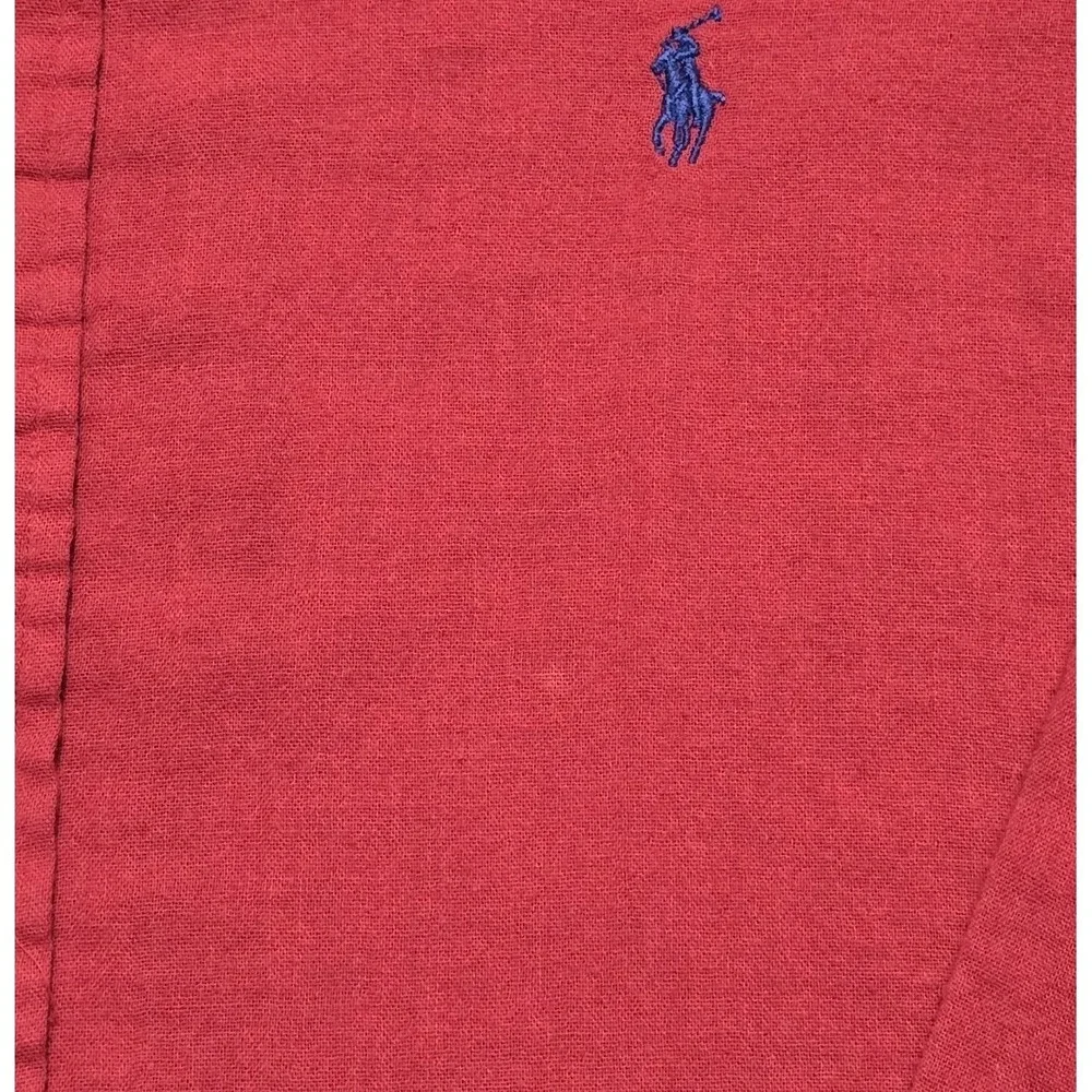 Polo Ralph Lauren Slub Cotton Flannel Shirt Mens M Red Button Down Pony EUC